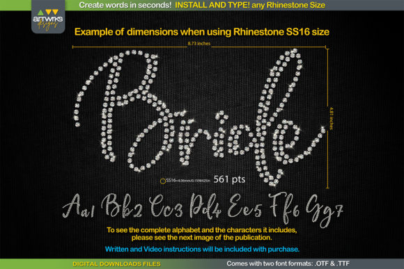 RS01 Cursiva Rhinestone Template TTF: Instant Sparkle for Designs